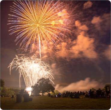 A group of people watching fireworks